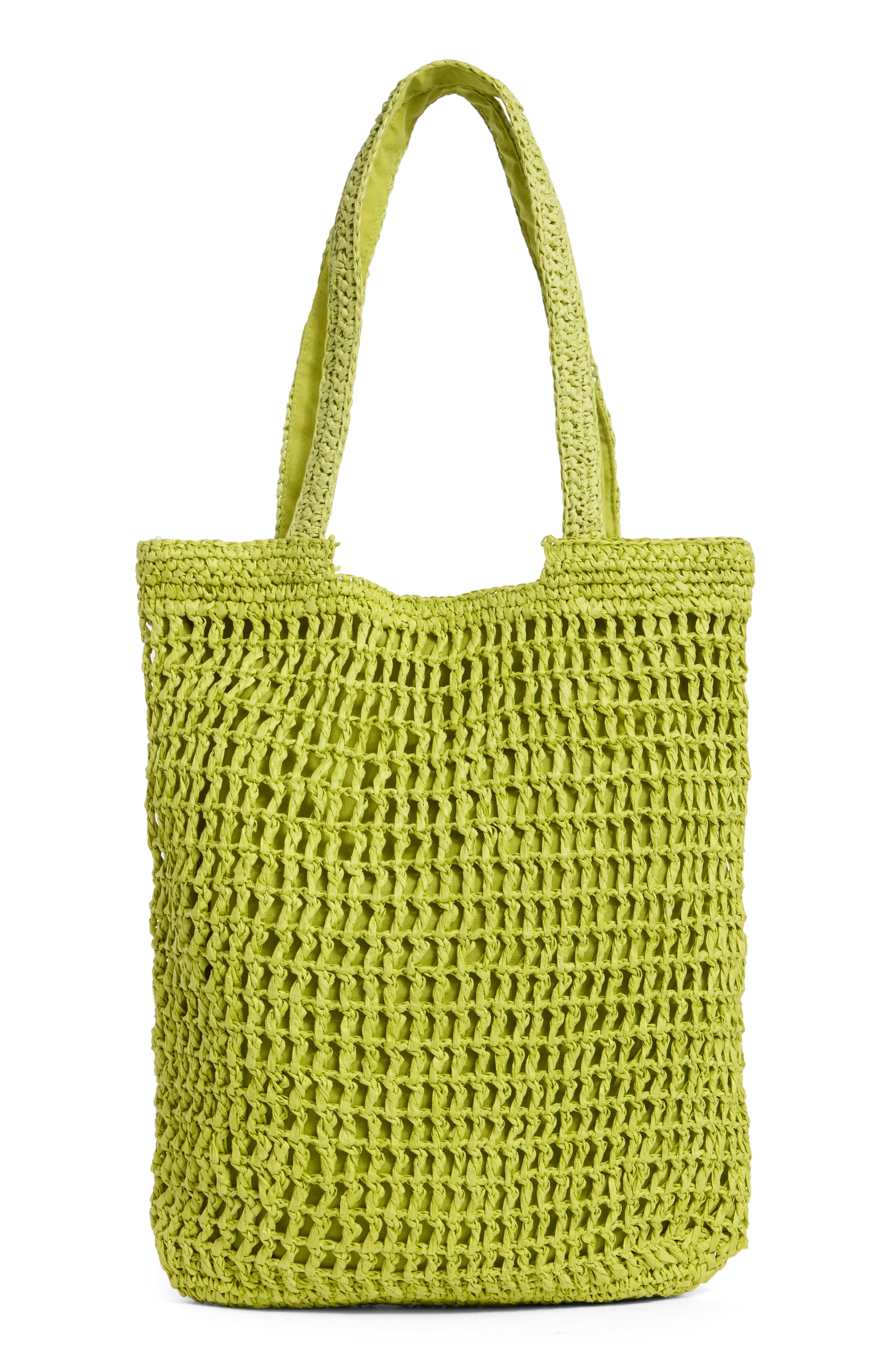 Straw Tote Bag, Alternate, color, GREEN