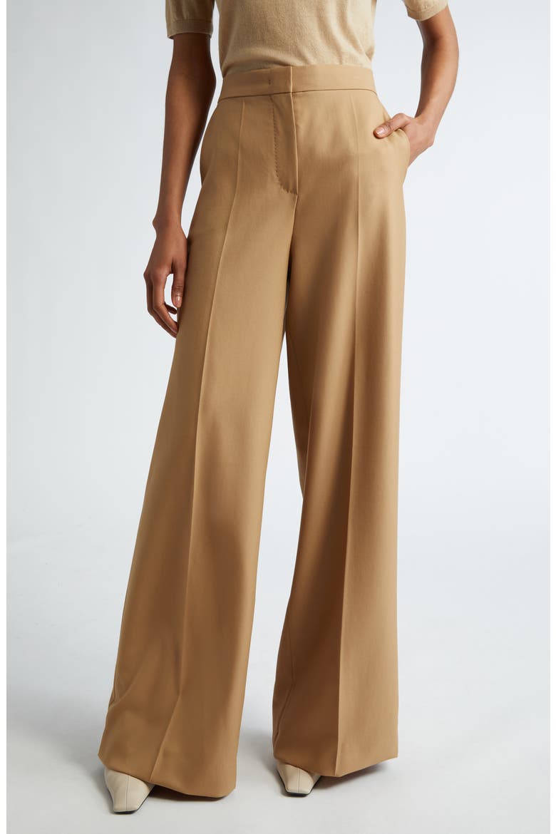 Senna Virgin Wool Wide Leg Pants, Main, color, HONEY