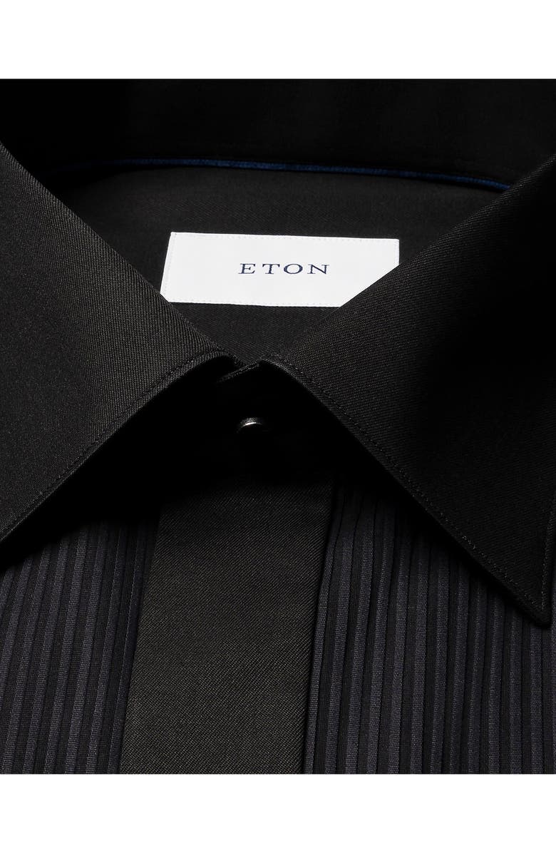 Eton Slim Fit Cotton Plissé Tuxedo Shirt, Alternate, color, Black