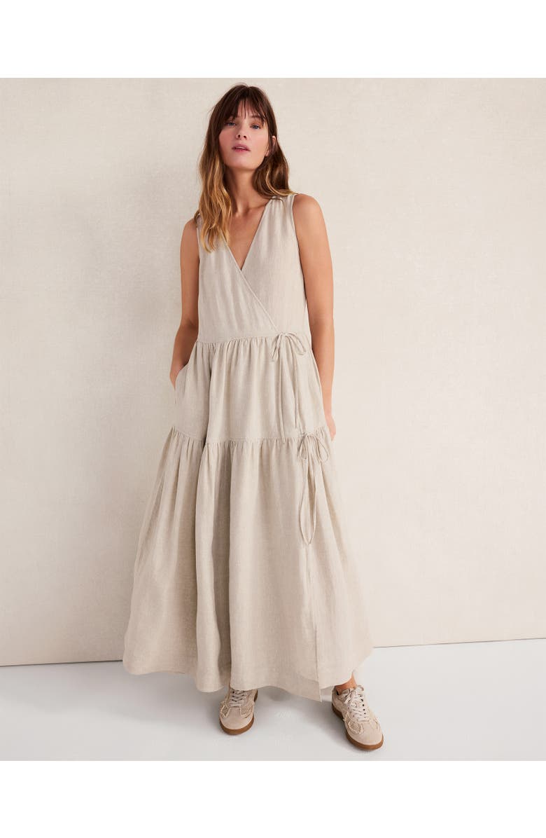 Haven Well Within Everweave Linen Tiered Wrap Dress, Main, color, Oatmeal Cross Dye