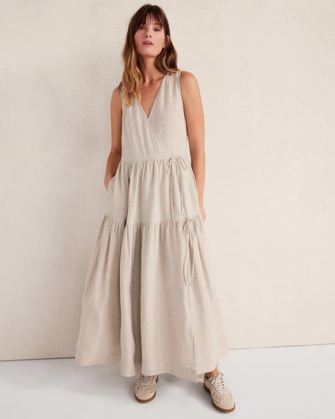 Everweave Linen Tiered Wrap Dress
