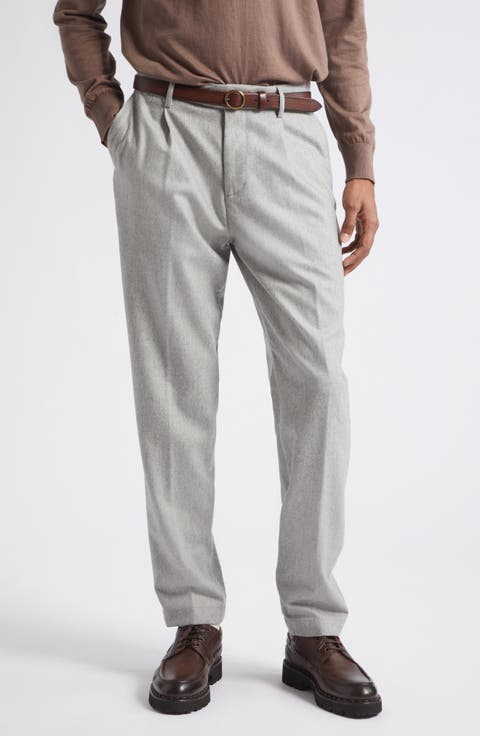 Relaxed Fit Pleated Wool & Cashmere Trousers