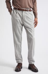 Eleventy Relaxed Fit Pleated Wool & Cashmere Trousers
