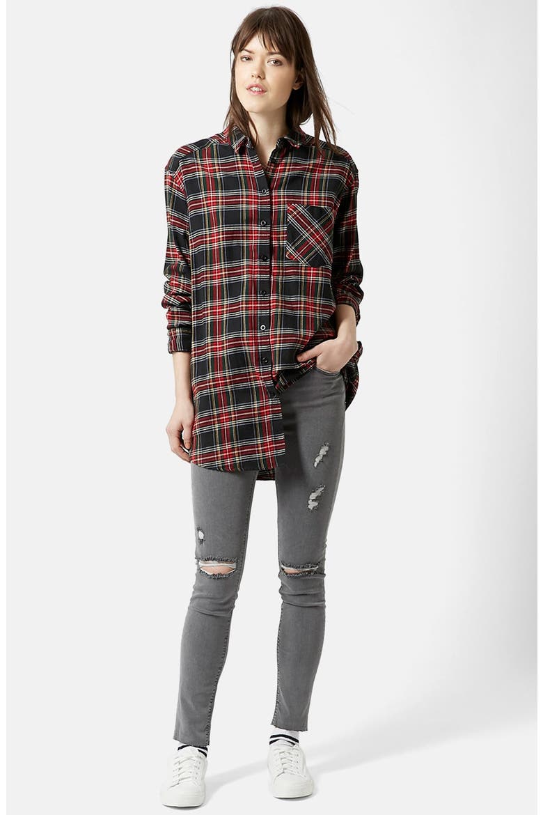 'Jamie' High Rise Ripped Skinny Jeans, Alternate, color, GREY