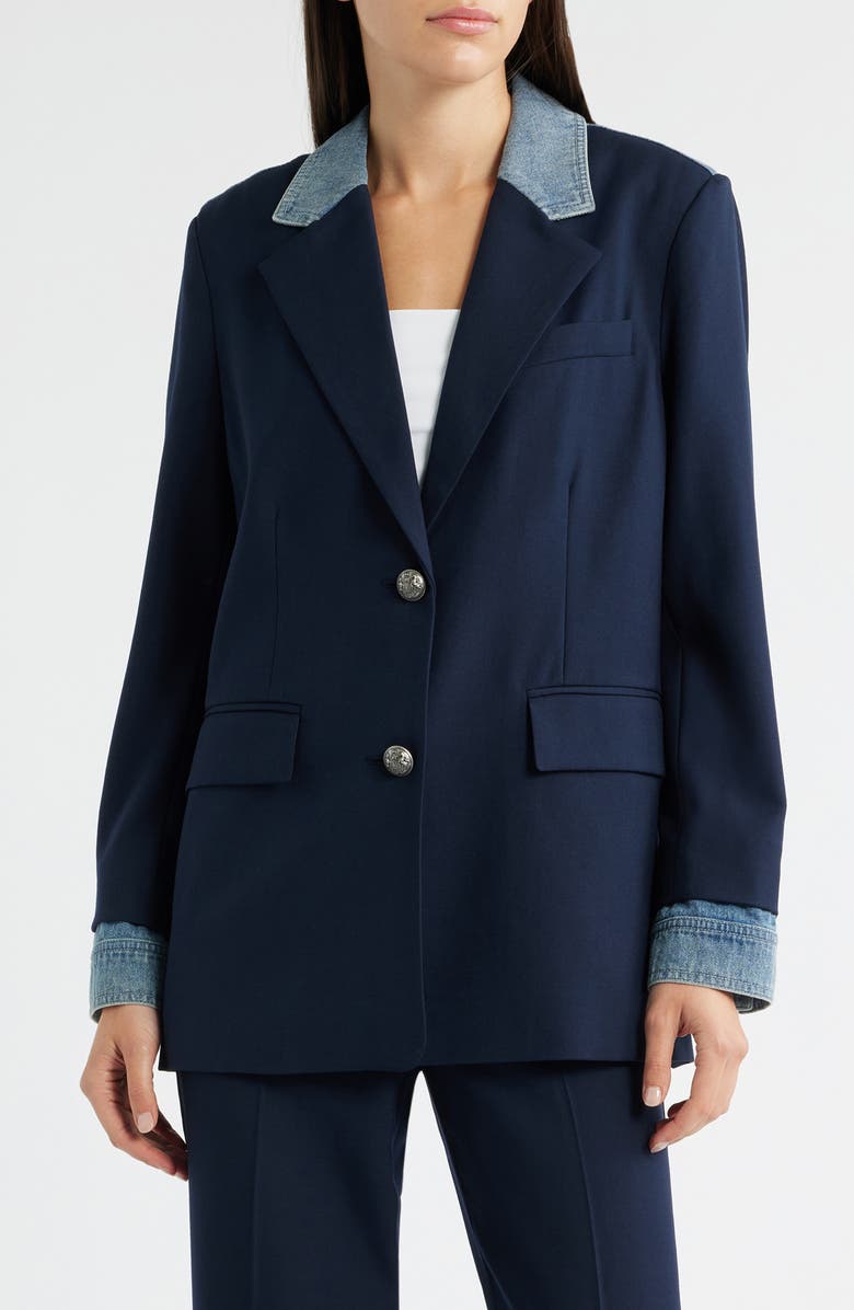 KOBI HALPERIN Sylvia Contrast Trim Blazer, Main, color, 