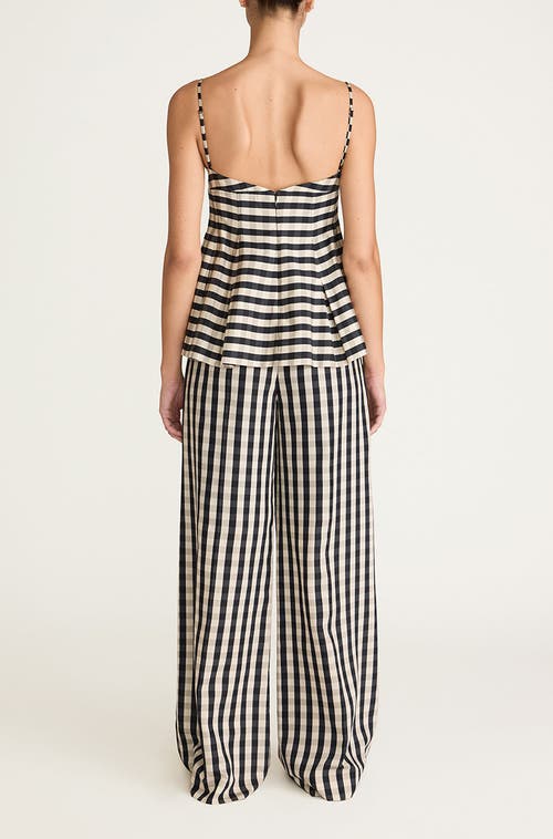 REBECCA TAYLOR REBECCA TAYLOR GINGHAM TWILL EMBROIDERED BUSTIER TANK