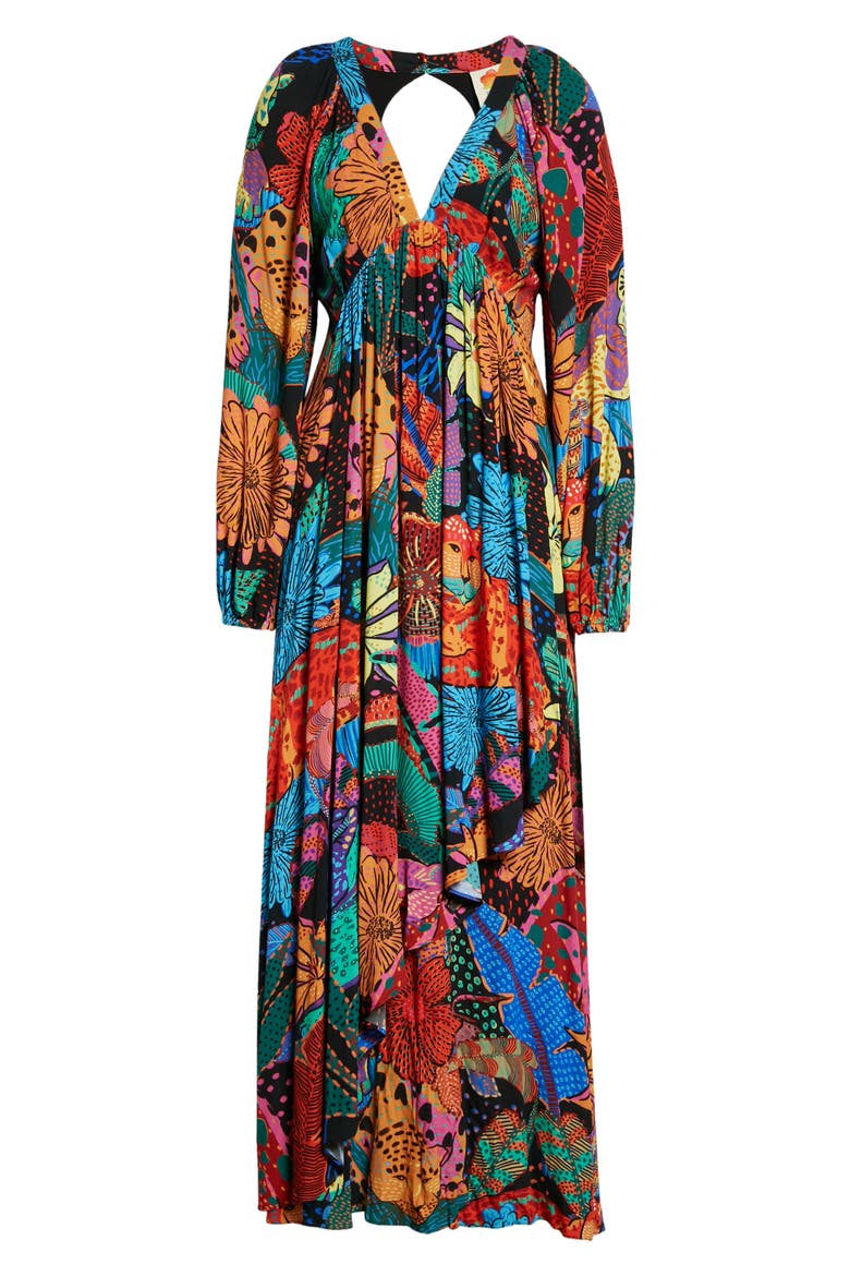 Long Sleeve Maxi Dress, Alternate, color, BLACK MULTI
