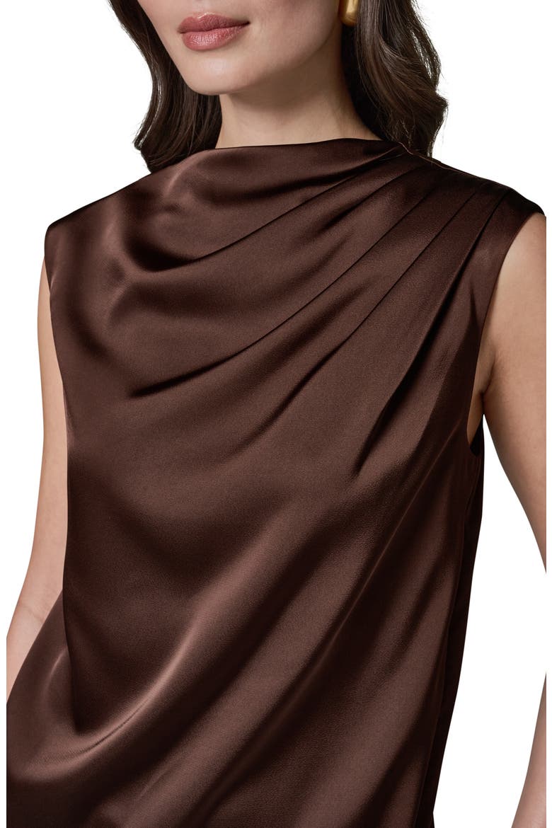 Pleated Shoulder Satin Blouse, Alternate, color, CANYON