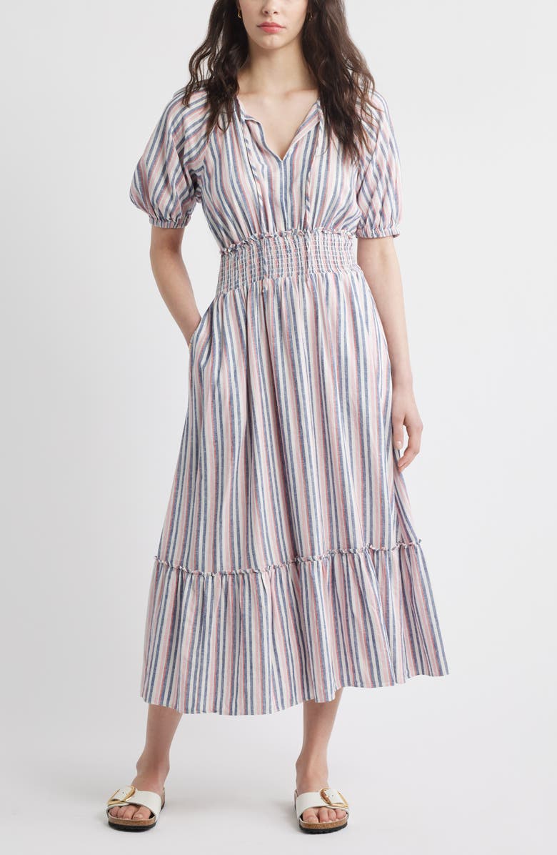 Caslon<sup>®</sup> Tie Front Linen Blend Maxi Sundress, Main, color, 