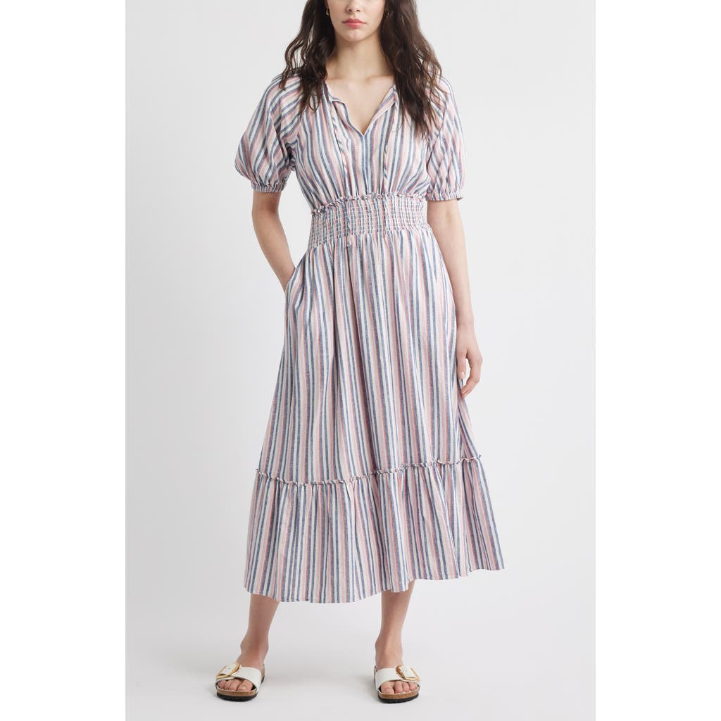 CASLONR CASLON(R) TIE FRONT LINEN BLEND MAXI SUNDRESS