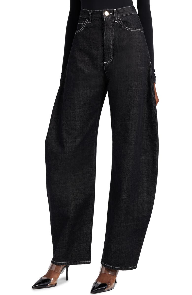 Alaïa Cotton Denim Round Jeans, Alternate, color,