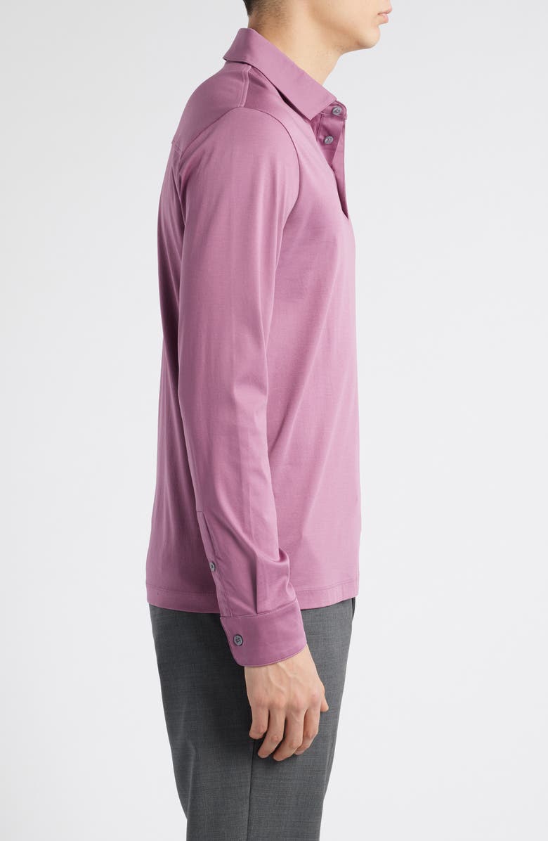 BOSS Pleins Long Sleeve Polo, Alternate, color, Bright Purple