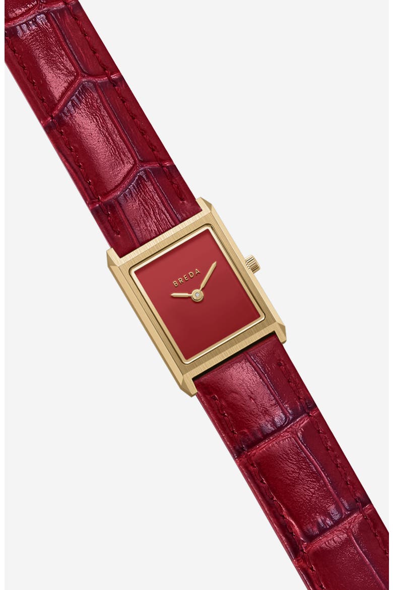 Virgil Leather Strap Watch, 16mm x 8mm, Alternate, color, BURGUNDY