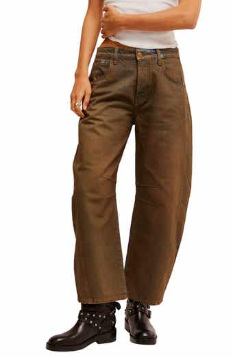 Free People Good Luck Coated High Waist Ankle Barrel Jeans