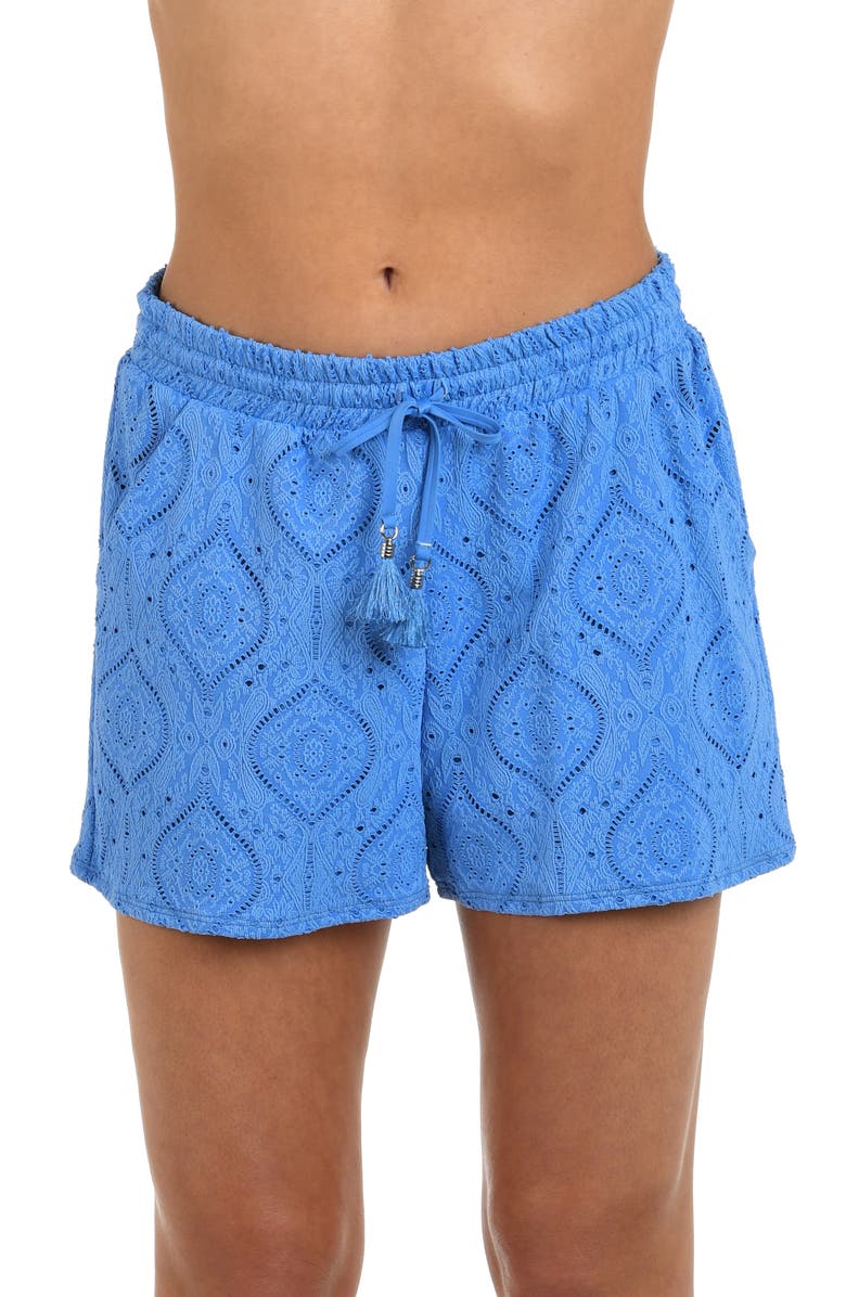 La Blanca Mantra Cover-Up Shorts, Alternate, color, Chambray