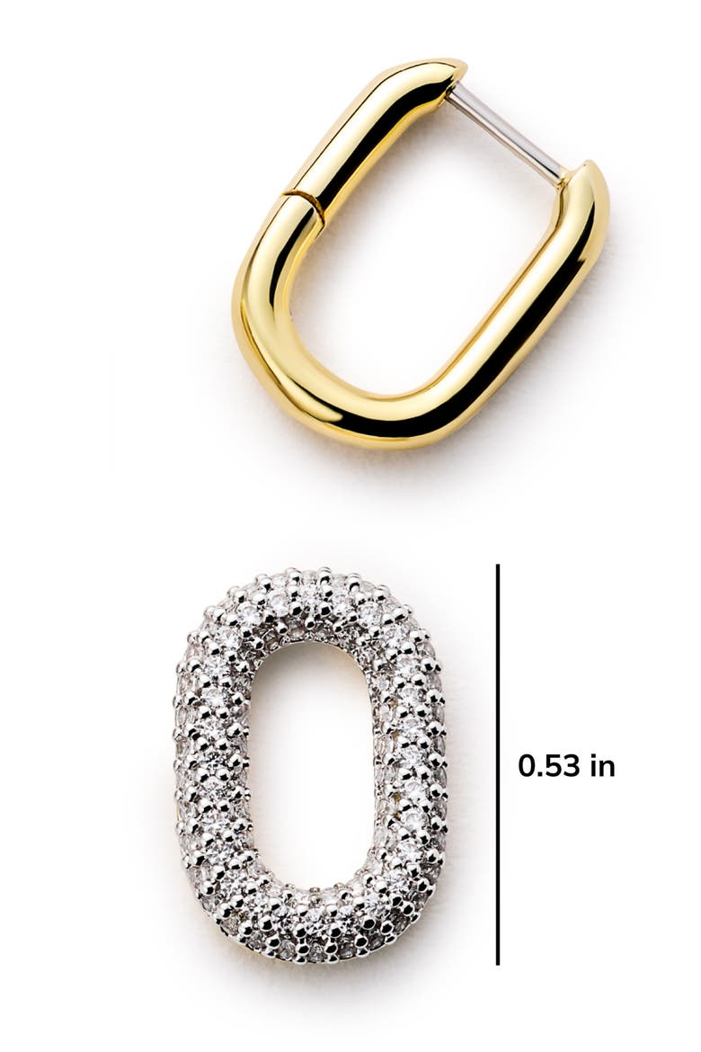 Rox Mini Double Hoop Drop Earrings, Alternate, color, GOLD CLEAR