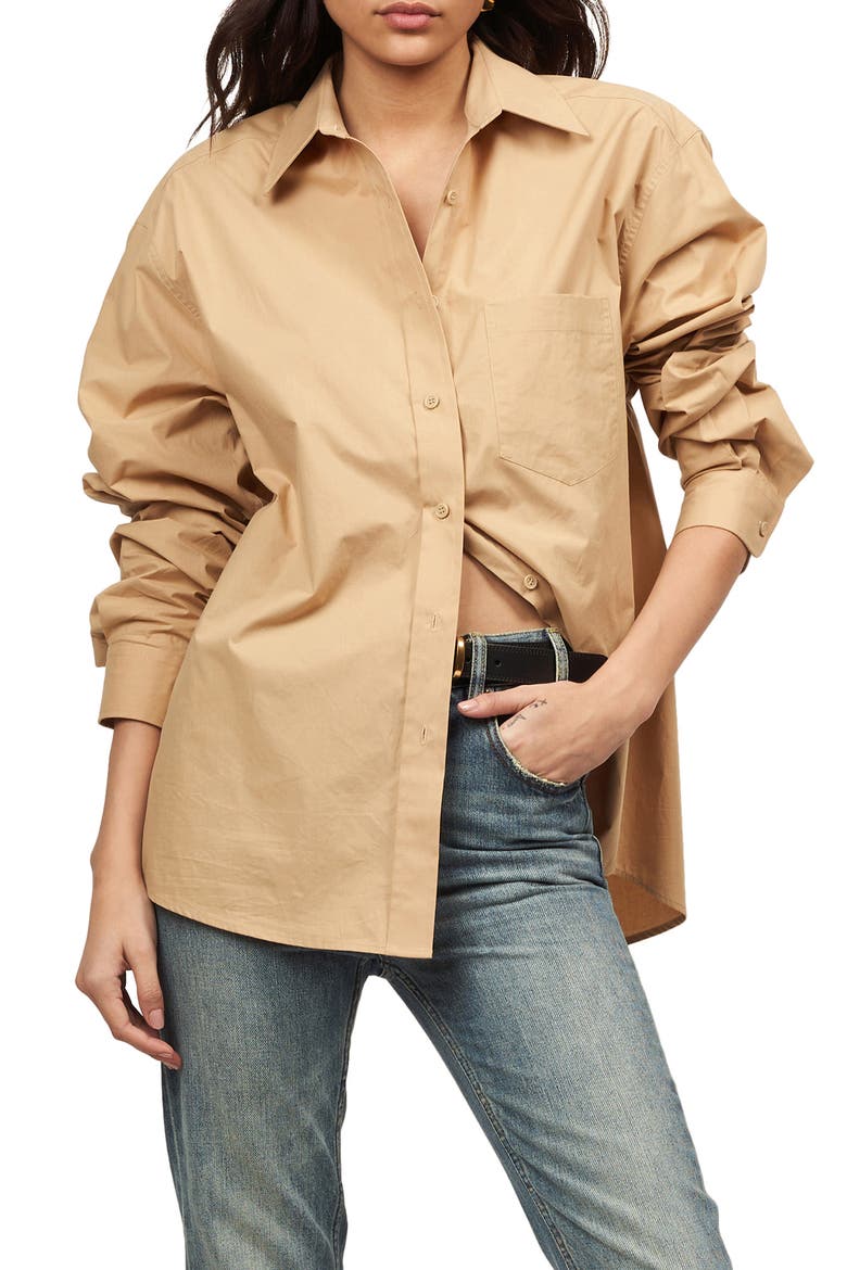 Elianna Oversize Cotton Button-Up Shirt, Main, color, INCENSE
