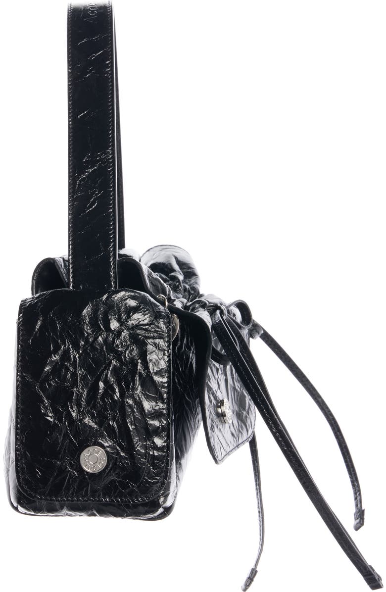 Acne Studios Multipocket Crinkled Leather Handbag, Alternate, color, Black