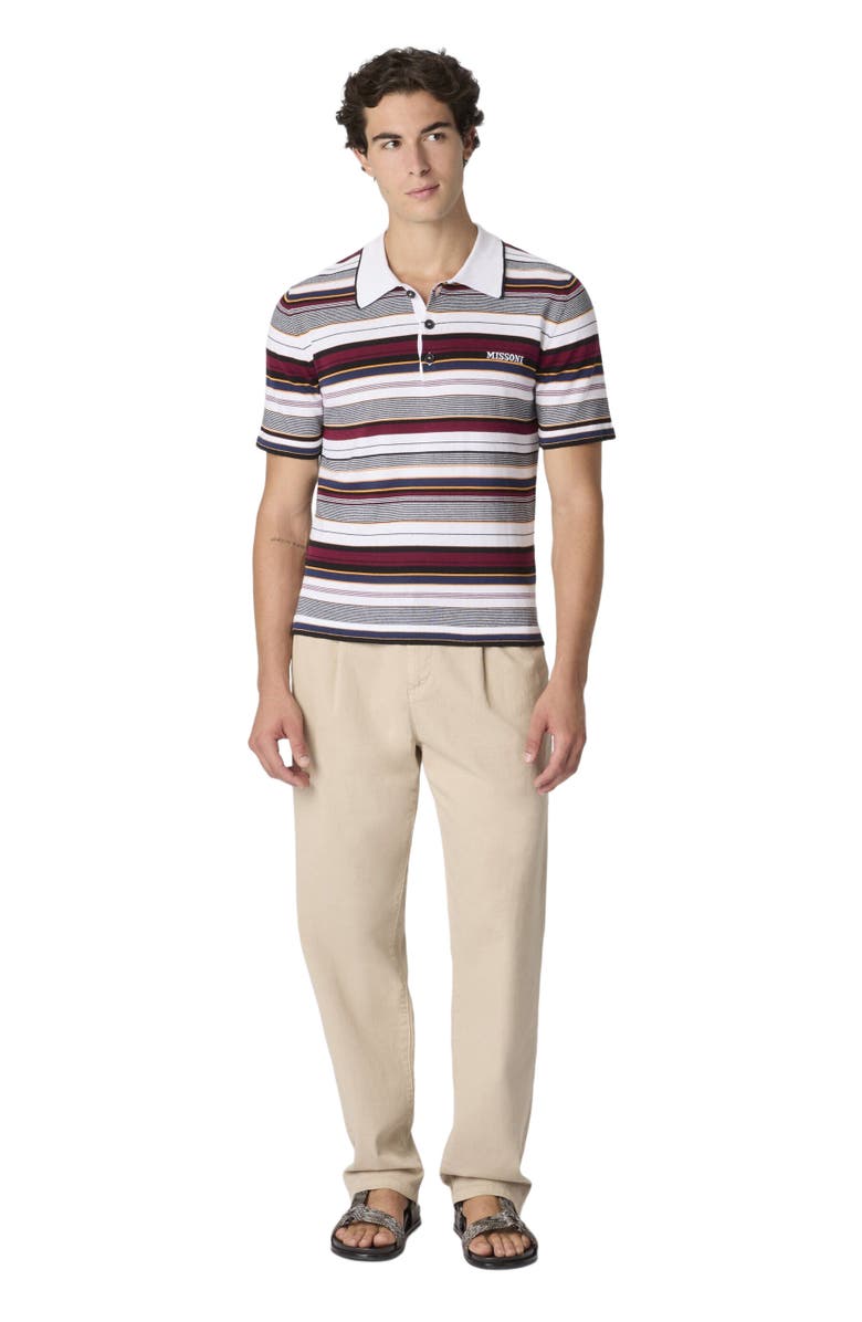 Missoni Striped Cotton Polo Shirt With Embroidered Logo Lettering, Main, color, Multicoloured