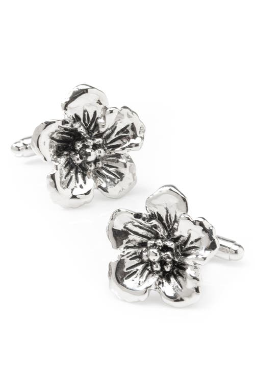 Cufflinks, Inc. Flower Cuff Links in Silver 
