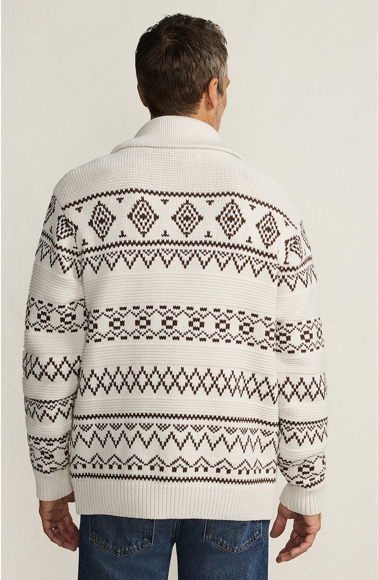 Lands' End Long Sleeve Cotton Blend Shawl Fairisle Cardigan, Alternate, color, 