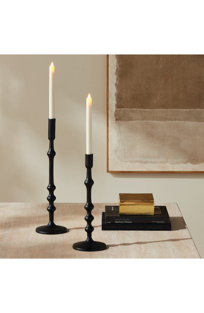Napa Home & Garden Nicholas Taper Holders, Set of 2 - Black Cast Aluminum, Alternate, color, Black