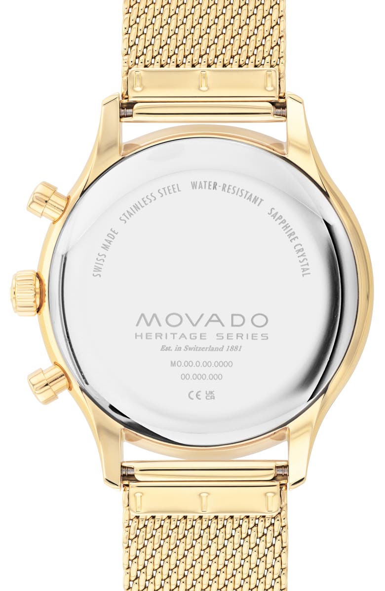Movado Heritage Circa Chronograph Mesh Strap Watch, 43mm, Alternate, color,