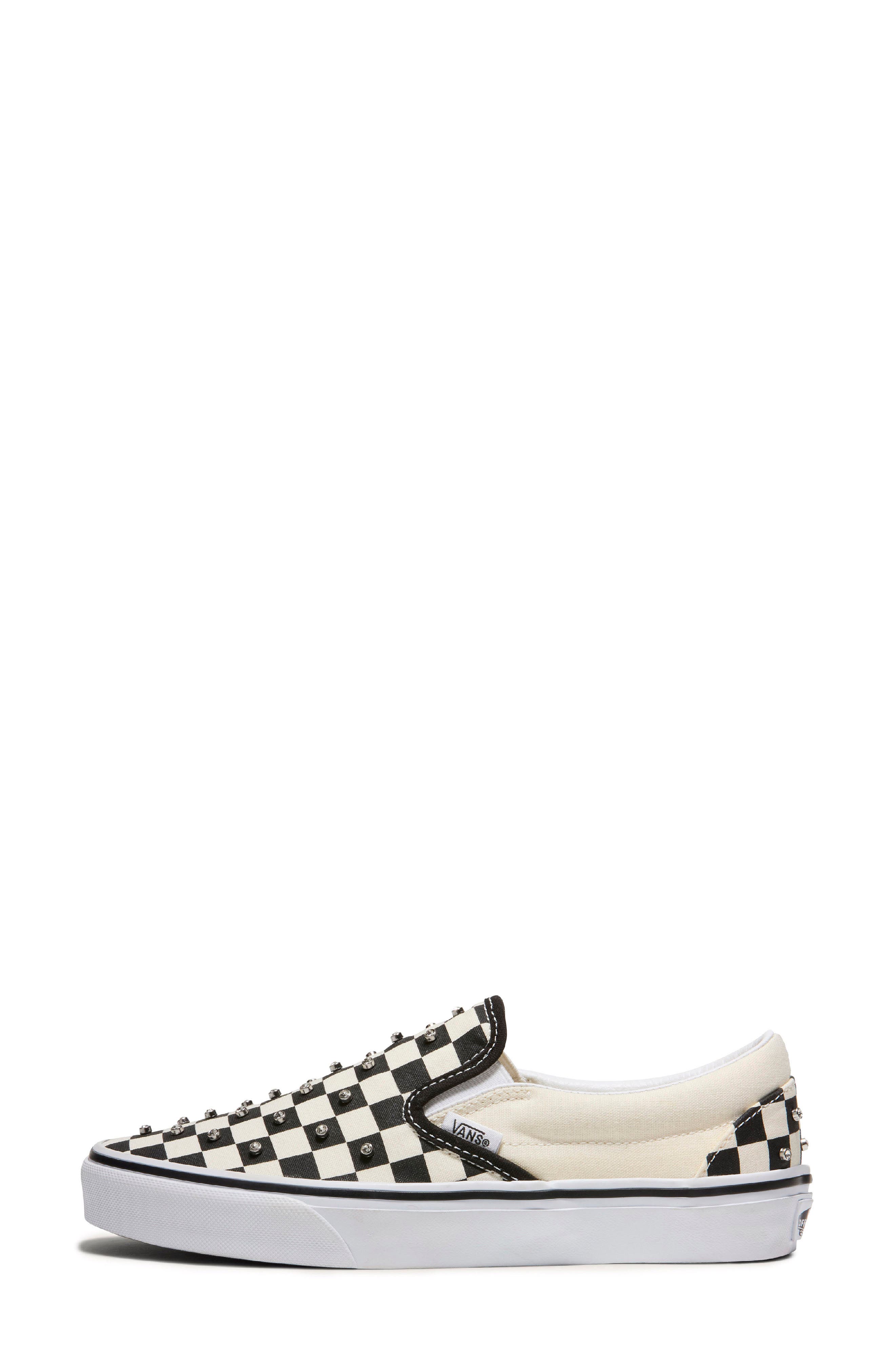 Vans Classic Slip-On Sneaker, Alternate, color, Checkerboard Rhinestone Black