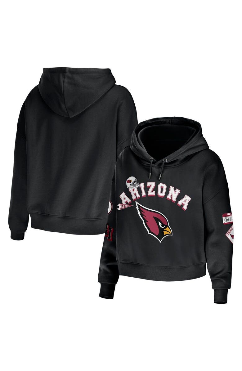 WEAR by Erin Andrews Women's WEAR by Erin Andrews Black Arizona Cardinals Modest Cropped Pullover Hoodie, Main, color, Black
