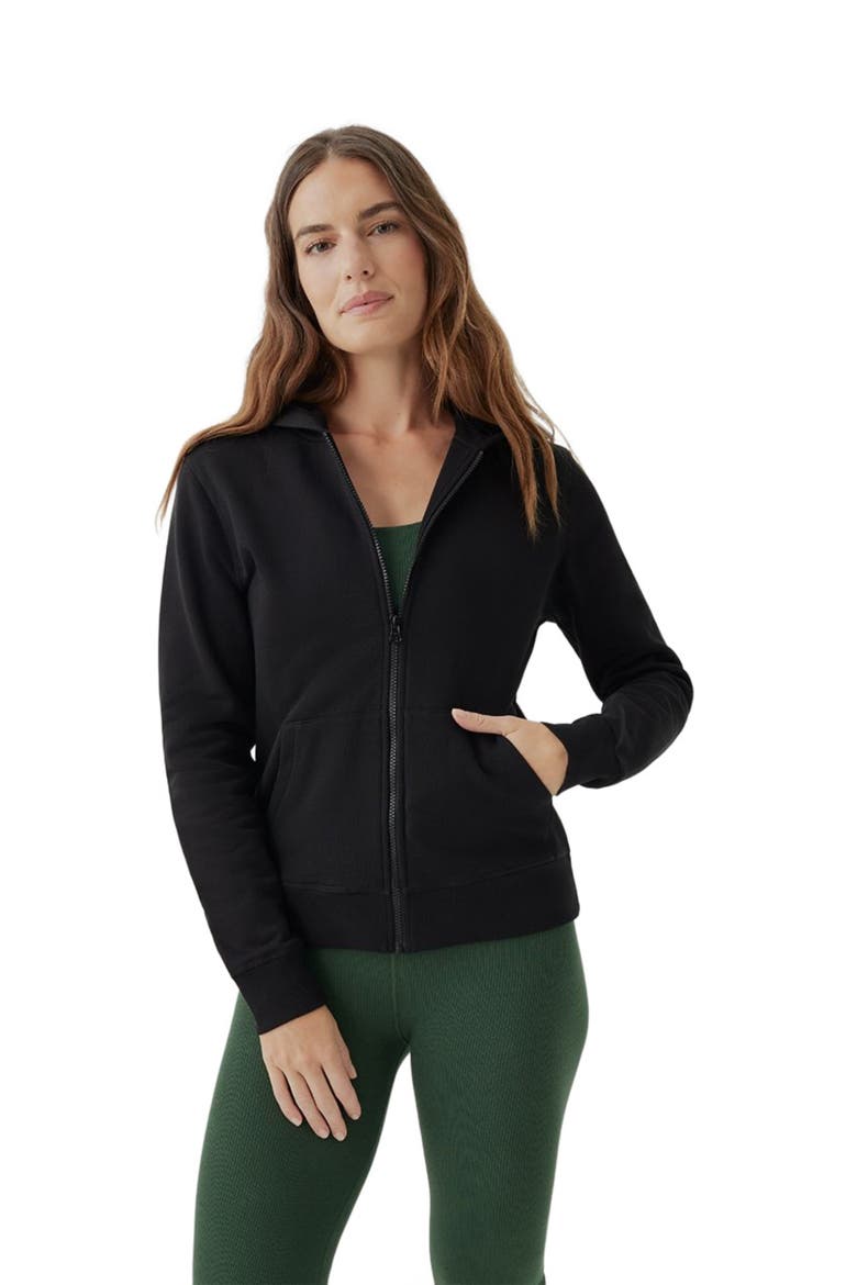 Organic Cotton Brushed Fleece Zip Hoodie, Alternate, color, Black