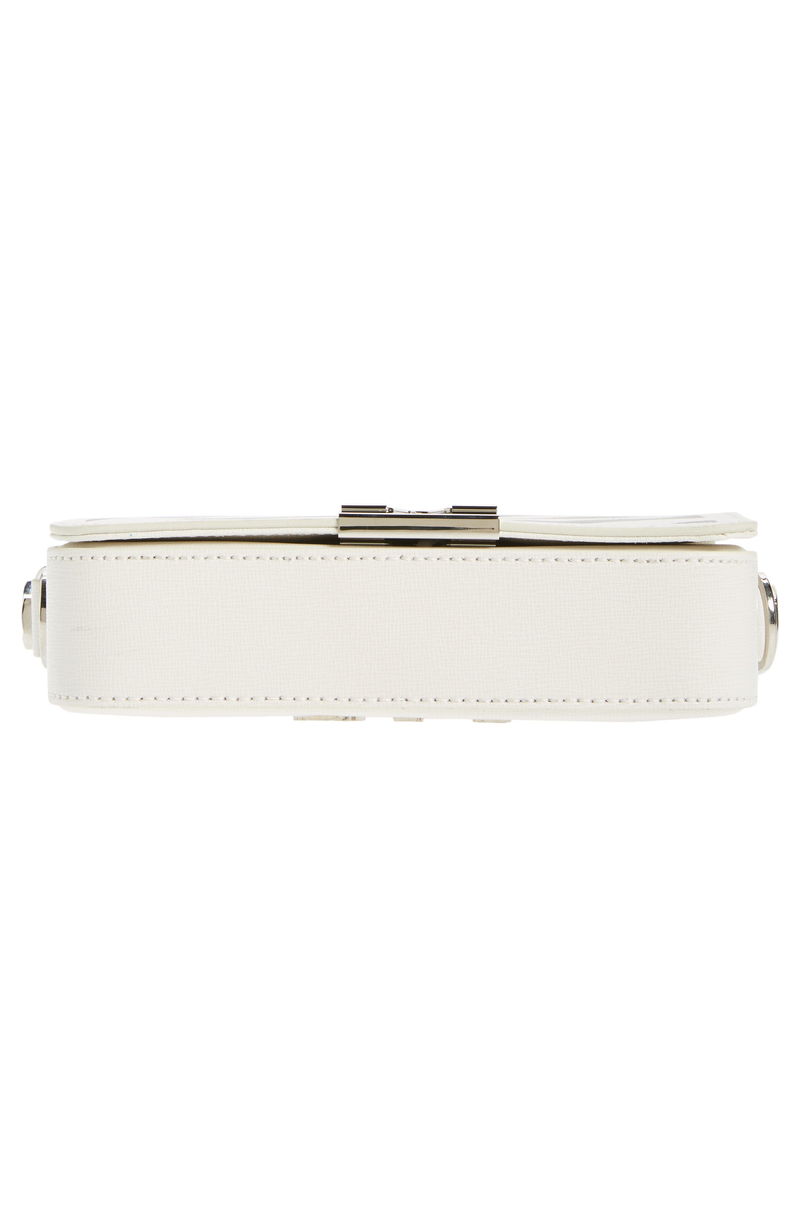 Off-White Mini Diagonal Stripe Saffiano Leather Flap Bag, Alternate, color, 
