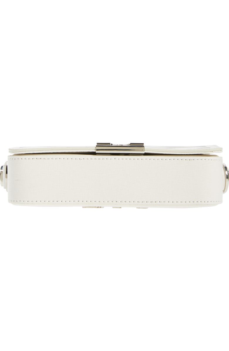 Off-White Mini Diagonal Stripe Saffiano Leather Flap Bag, Alternate, color,
