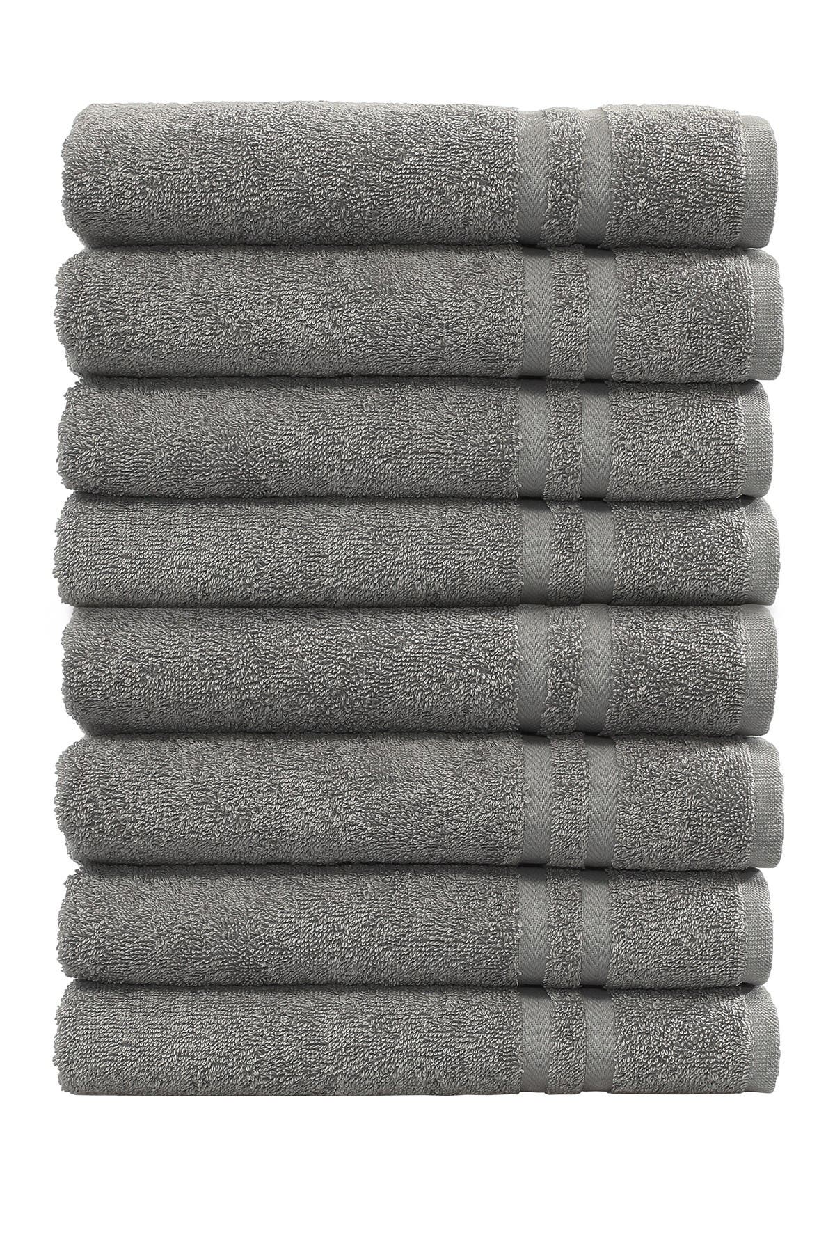 Linum Home Textiles Denzi Hand Towels - Set of 8 - Dark Grey
