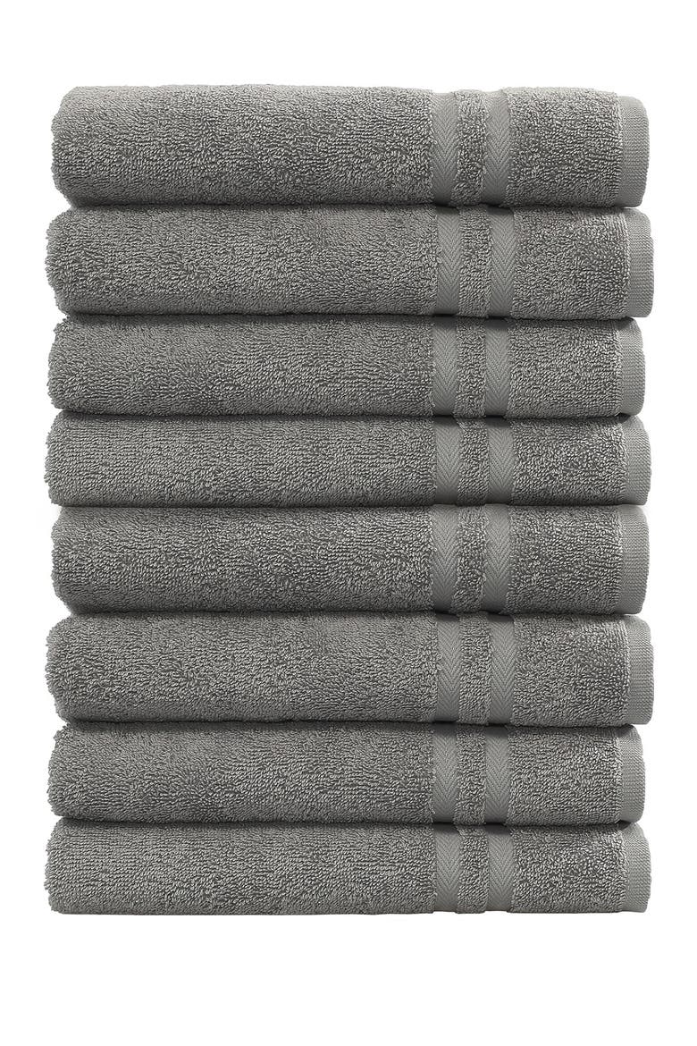 Denzi Hand Towels - Set of 8 - Dark Grey, Main, color, DARK GREY