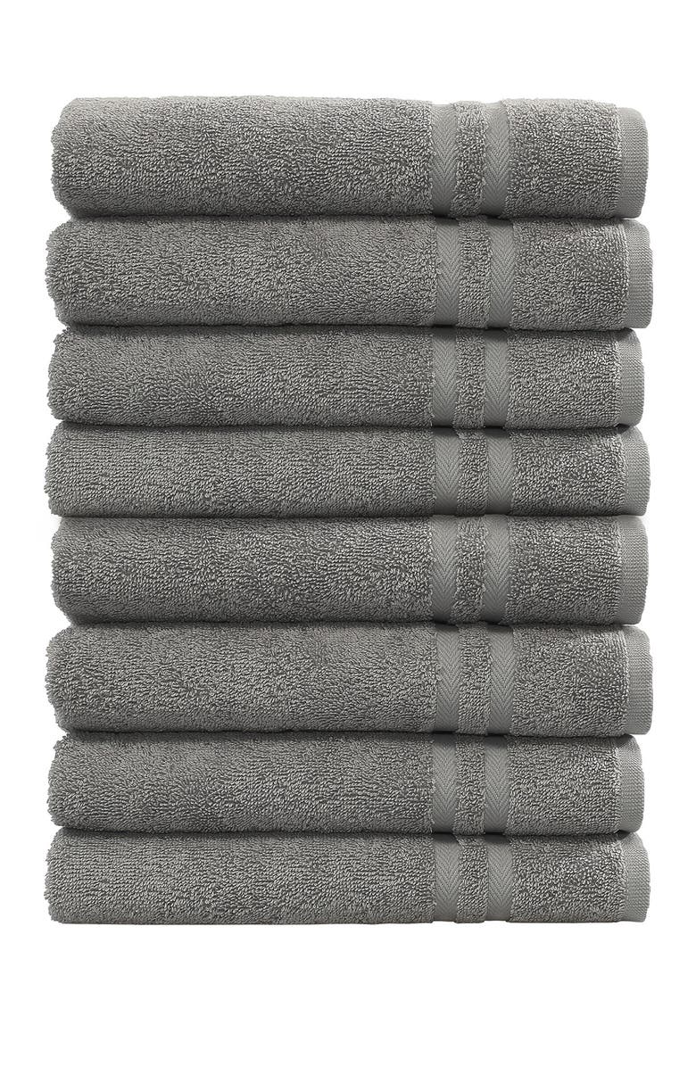 Linum Home Textiles Denzi Hand Towels - Set of 8 - Dark Grey, Main, color, Dark Grey