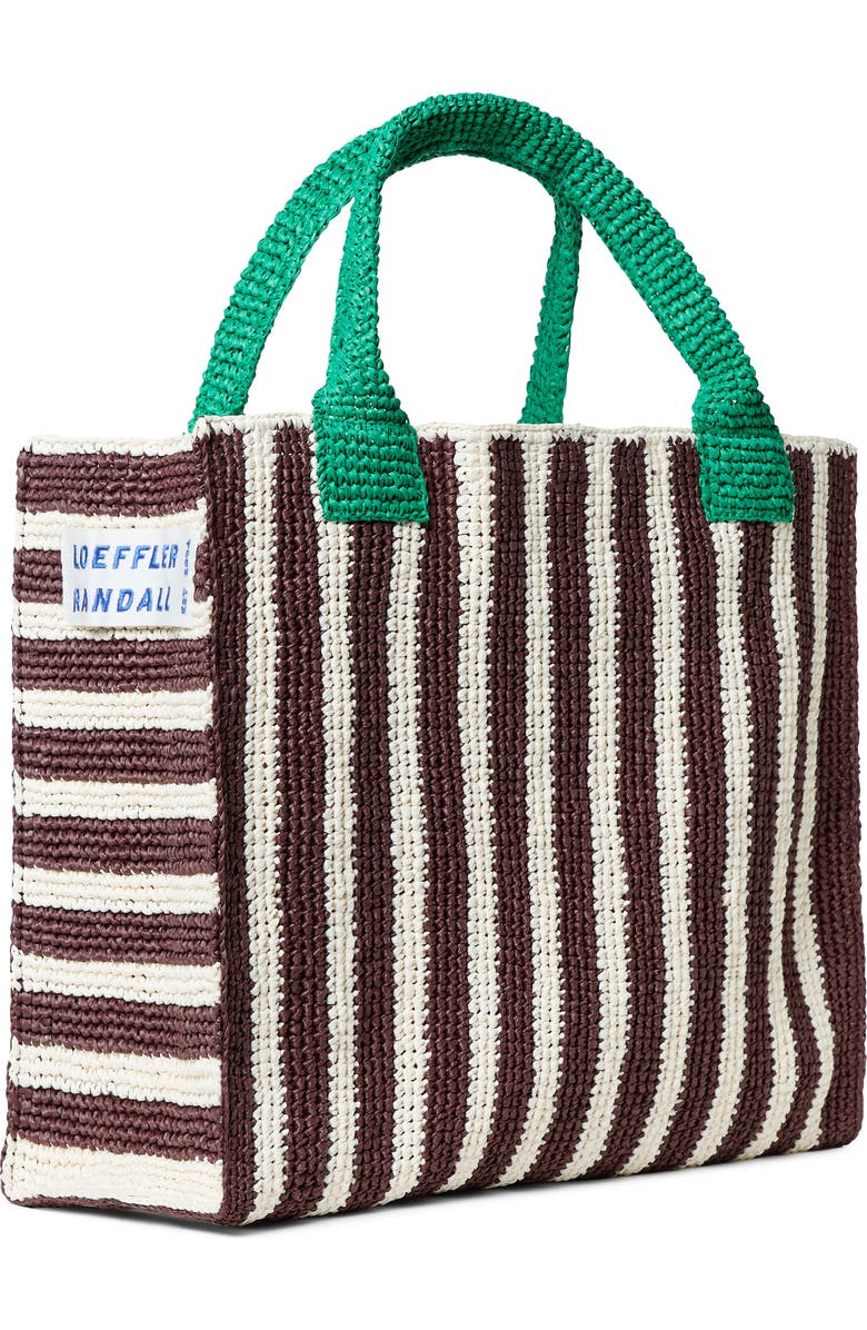 Loeffler Randall Sol Crochet Beach Bag, Alternate, color, Green/ Brown/ White Stripe