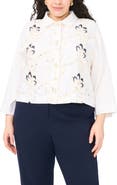Vince Camuto Sequin Embroidered Button-Up Top