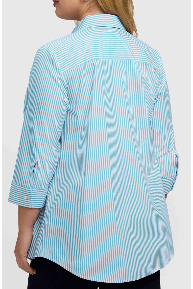 Cici Stripe Cotton Tunic Blouse, Alternate, color, CAPRI BLUE/ WHITE