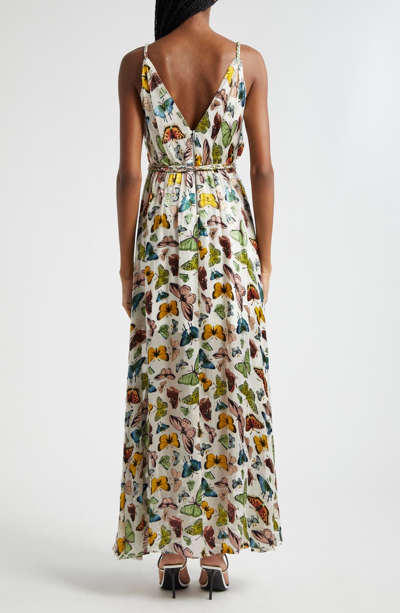 Alice + Olivia Samantha Butterfly Print Faux Wrap Maxi Dress, Alternate, color, 