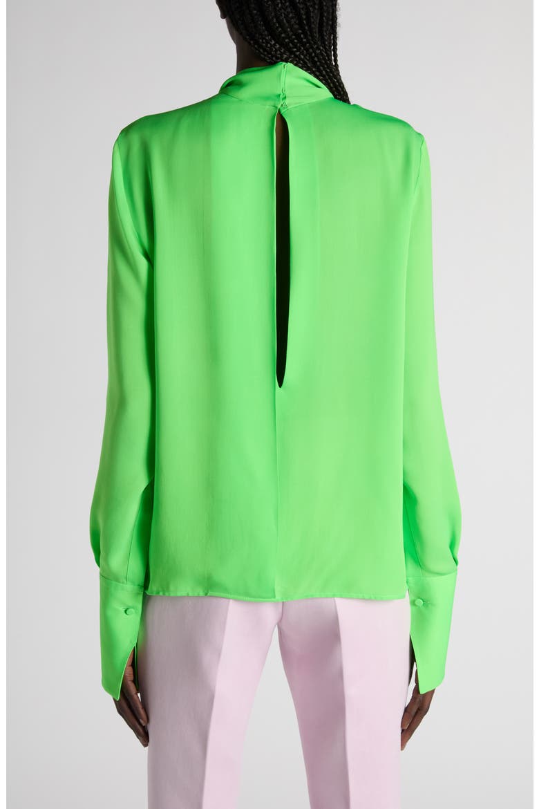 Keyhole Cutout Washed Silk Georgette Top, Alternate, color, GREEN FLASH
