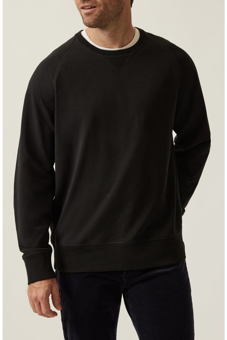 Stretch French Terry Crewneck Sweatshirt, Main, color, BLACK