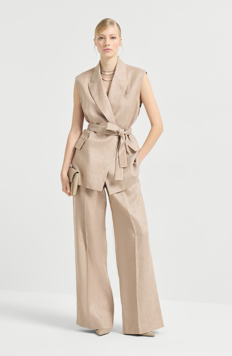 Brunello Cucinelli Twill vest with monili, Alternate, color, Antique Pink