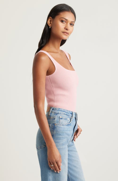 Open Edit Luxe Sculpt Rib Tank In Pink Beauty