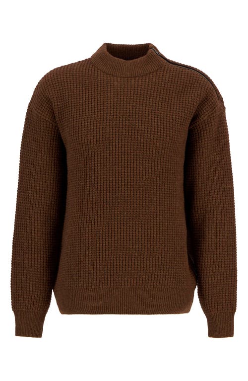 Barbour Gearstone Zip Shoulder Wool Sweater In Brown