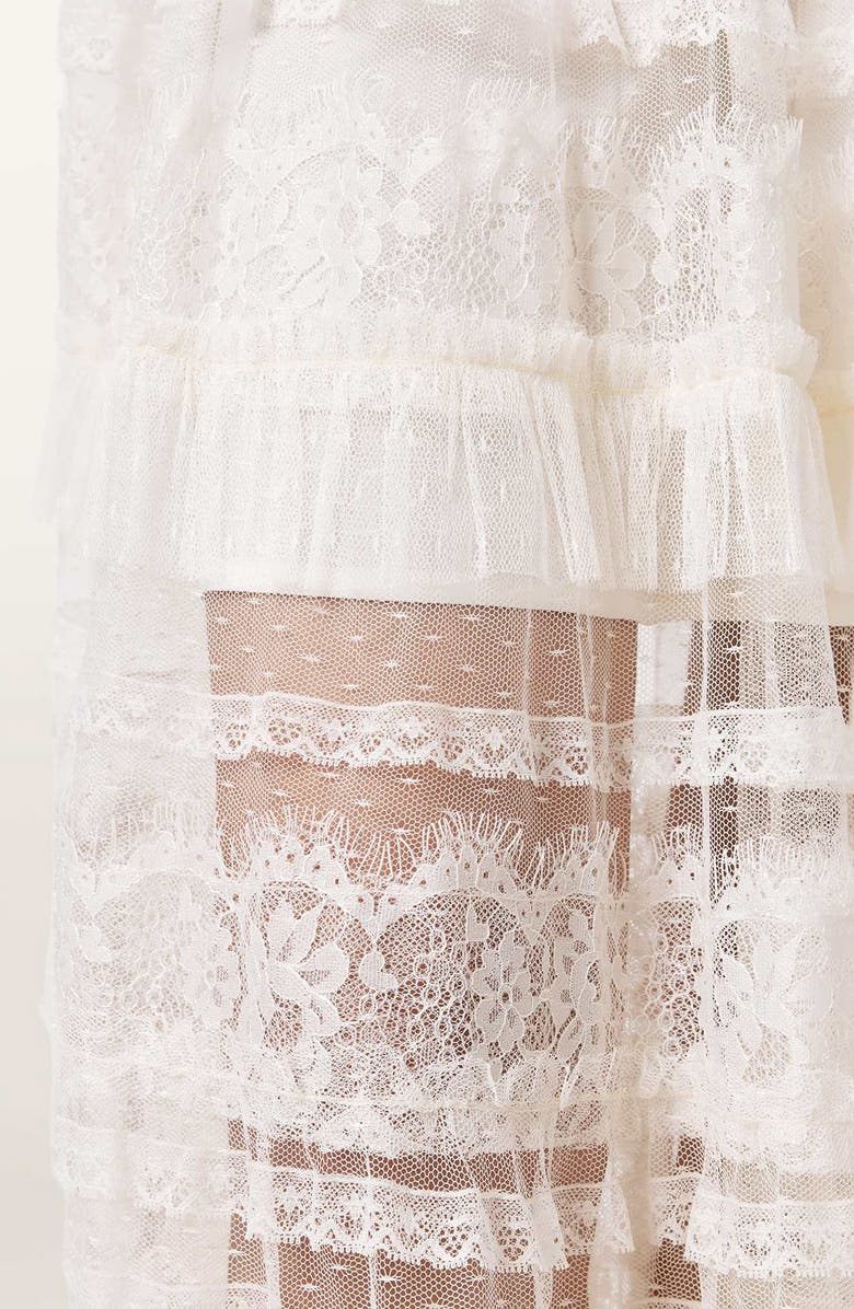 AllSaints Arlea Lace & Tulle Skirt, Alternate, color, Antique White