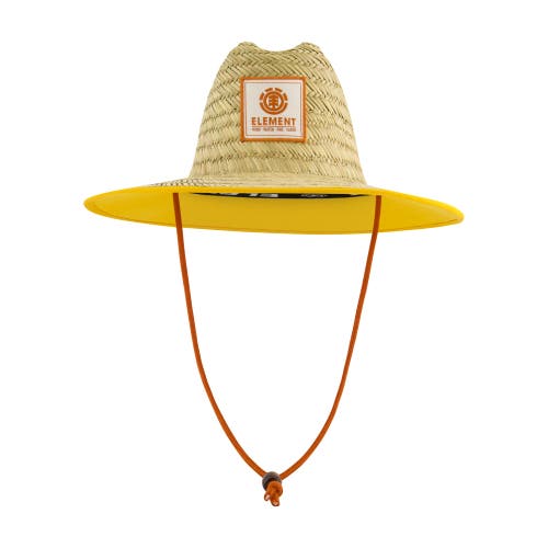 Element Woven Seagrass Lifeguard Hat With Solid Under Brim & Chin Cord In Brown