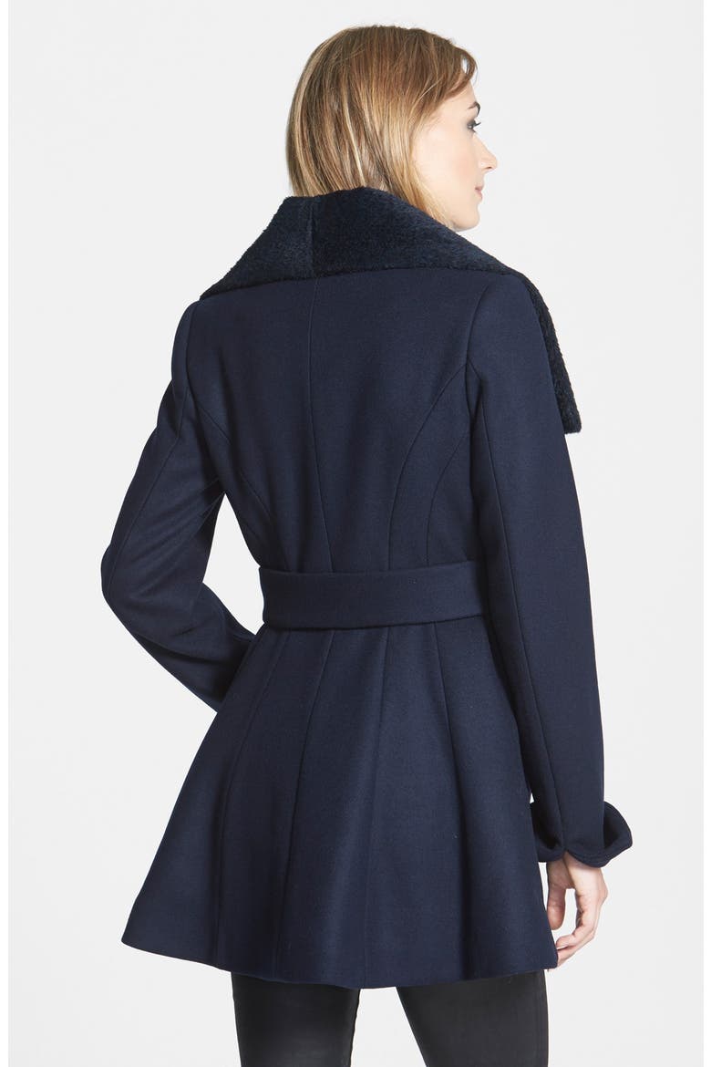 'New Jane' Wool & Alpaca Blend Trim Wrap Coat, Alternate, color, NAVY