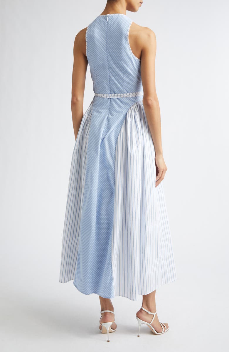 Cinq à Sept Emin Mixed Stripe Sleeveless Cotton Blend Maxi Dress, Alternate, color, Cornflower/ White