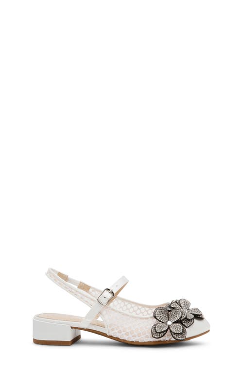 Betsey Johnson Little And Big Girls Sofya Mesh Flats With Flowers In Ivory