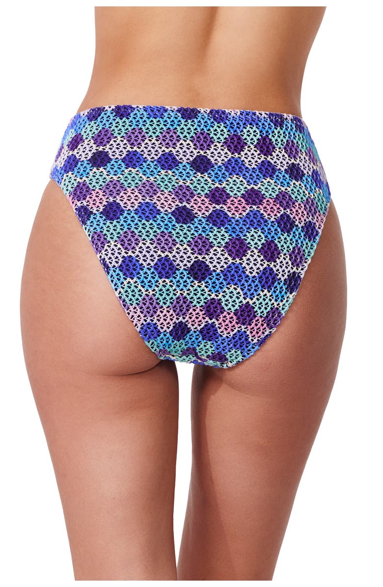 Gottex Retro Riviera High Waist Netted Crochet Swim Bottom, Alternate, color, Blue-Multi